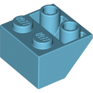 Lego kostka (kostička) 2x2 sklon (šikmá) 45° invertovaná, azurová střední (6070756)